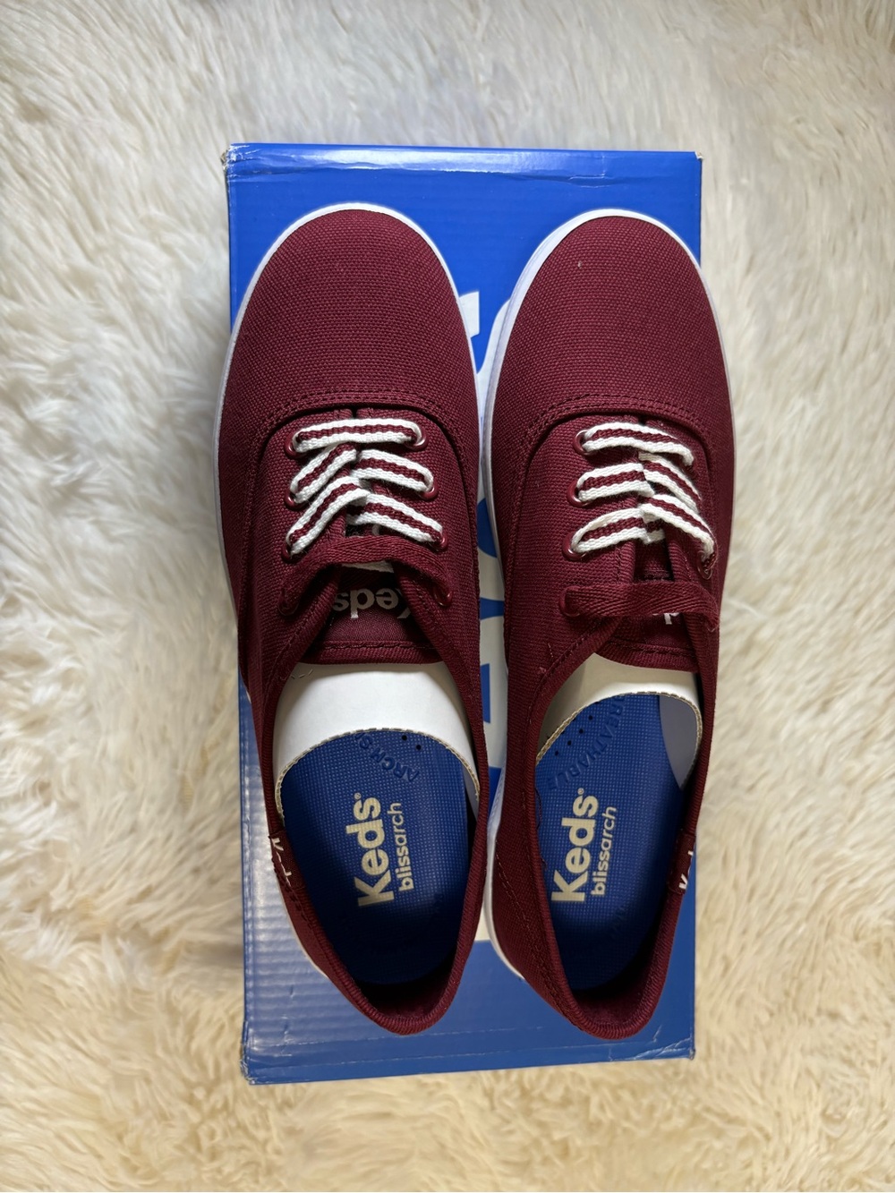 Keds Women’s Canvas Sneakers - Burgundy with White Laces